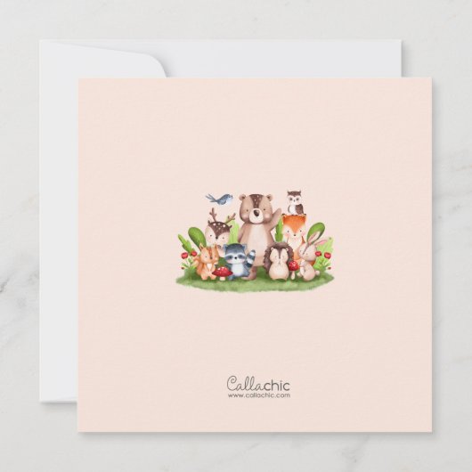 Einladungen für die Kinderdusche aus Holz (Waldtie (Rückseite)