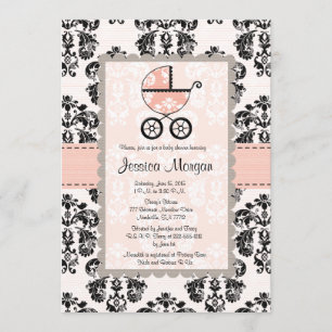 Einladungen für die Kinderdusche in Rosa und Schwa