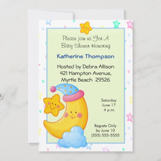 Einladungen für die Kinderdusche von Moon and Star (Vorderseite)