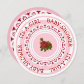 Einladungen für die Kinderdusche von Pink und Burg (Vorne/Hinten)