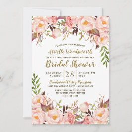 Einladungen für die Peony Blush Pink Gold Bridal D