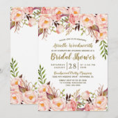 Einladungen für die Peony Blush Pink Gold Bridal D (Vorne/Hinten)