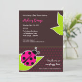 Einladungen für die Pink und Brown Ladybug Babydus (Stehend Vorderseite)