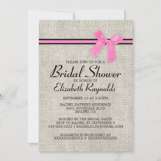 Einladungen für die Rosa Rustikale Burlap Bridal D