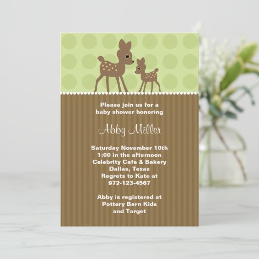 Einladungen für die Woodland Deer Baby Shower (Stehend Vorderseite)