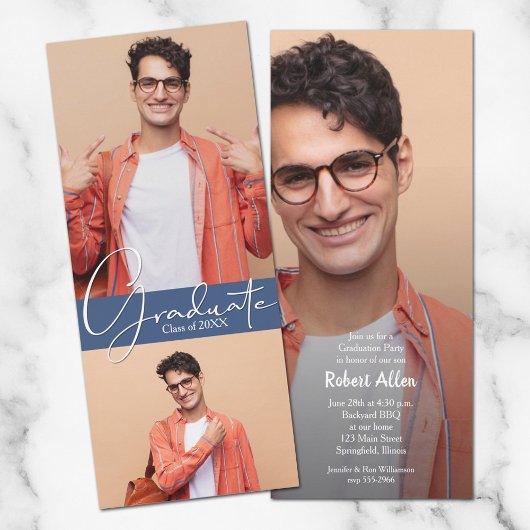 Einladungen für eine Blue Graduation Multi-Foto-Pa