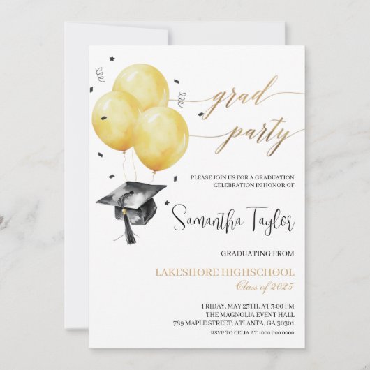 Einladungen für eine einfache Graduierungspartei (Vorderseite)