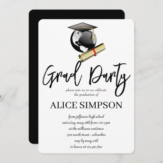 Einladungen für eine einfache Graduierungspartei (Vorne/Hinten)