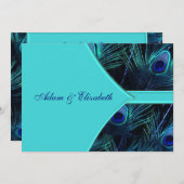 Einladungen für eine Hochzeit mit Royal Aquamarin (Vorne/Hinten)