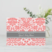 Einladungen für eine Massagedusche mit Korallengra (Stehend Vorderseite)