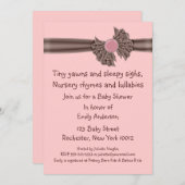 Einladungen für eine rosa und braune Babydusche (Vorne/Hinten)