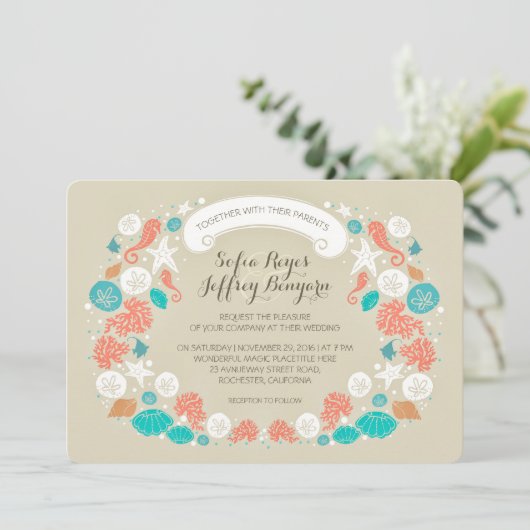 Einladungen für eine Strandhochzeit (Stehend Vorderseite)