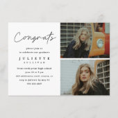 Einladungen für einfache Skript-Foto-Graduierung (Rückseite)