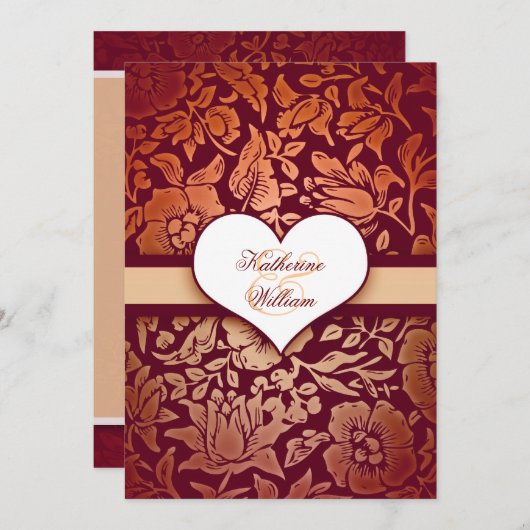 Einladungen für elegante Damast-Begegnungsfeier (Vorne/Hinten)