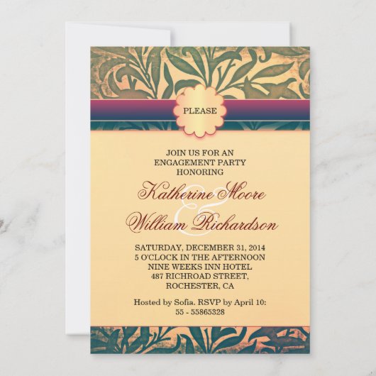 Einladungen für elegante Damast-Begegnungsfeier (Rückseite)