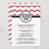 Einladungen für Elephant Red Gray Zickzack Baby Sh (Vorne/Hinten)
