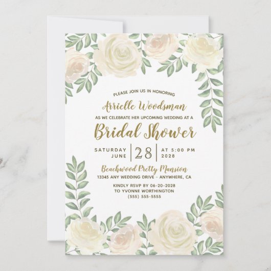 Einladungen für Elfenbeinblush Champagne Bridal Du (Vorderseite)