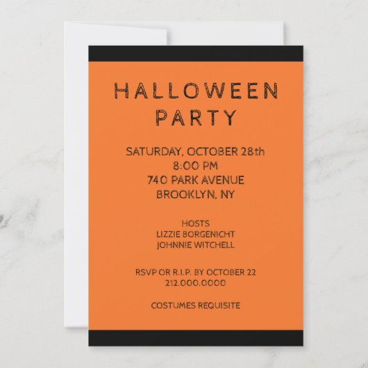 Einladungen für erwachsenes Halloween-Party (Rückseite)