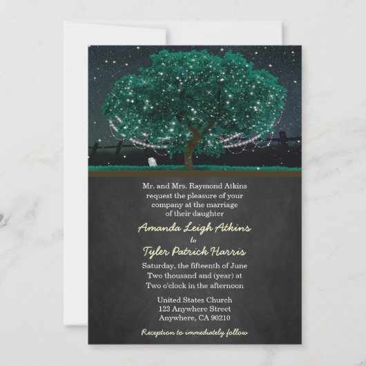 Einladungen für Firefly Oak Tree Wedding (Vorderseite)