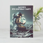 Einladungen für Geburtstagspartys im Weltraum nach (Stehend Vorderseite)