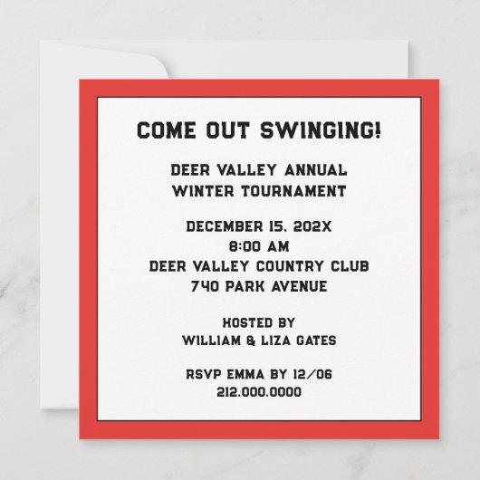 Einladungen für Golf (Rückseite)