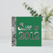 Einladungen für grüne Graduation in Silver Sequins (Stehend Vorderseite)