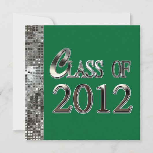 Einladungen für grüne Graduation in Silver Sequins (Vorderseite)