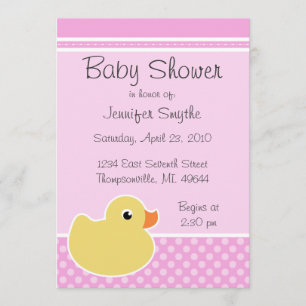 Einladungen für Gummi Ducky Pink Babydusche