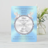 Einladungen für hellblaue und weiße Hochzeiten (Stehend Vorderseite)