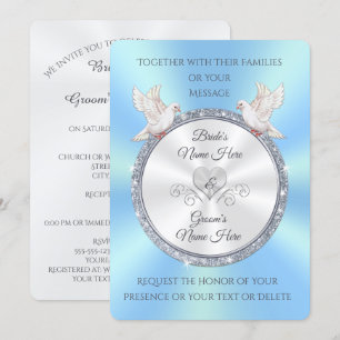 Einladungen für hellblaue und weiße Hochzeiten