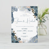 Einladungen für Hochzeiten Alkohol Tinte Blumenunt (Stehend Vorderseite)