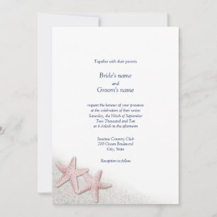 Einladungen für Hochzeiten am rosa Starfish Beach