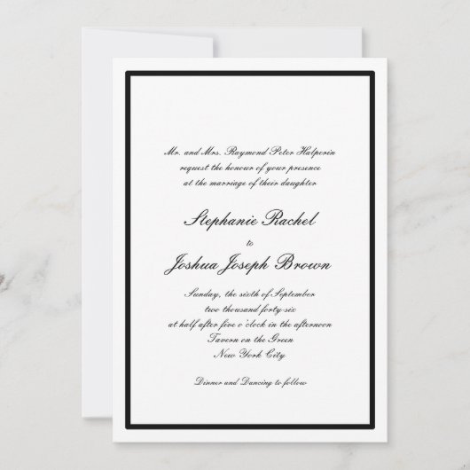 Einladungen für Hochzeiten an der Schwarzen Krawat (Vorderseite)