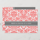 Einladungen für Hochzeiten Gray Coral Damask Muste (Vorne/Hinten)