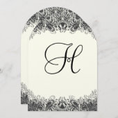 Einladungen für Hochzeiten in Black and Ivory Pais (Vorne/Hinten)