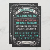 Einladungen für Hochzeiten in Blackboard Vintage (Vorne/Hinten)