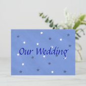 Einladungen für Hochzeiten in Blau und Weiß (Stehend Vorderseite)