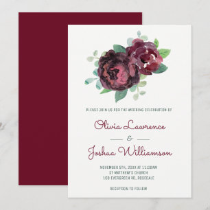 Einladungen für Hochzeiten in Burgund Rose