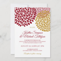 Einladungen für Hochzeiten in Burgund und Gold | F