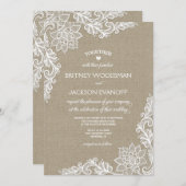 Einladungen für Hochzeiten in Burlap und Floral La (Vorne/Hinten)