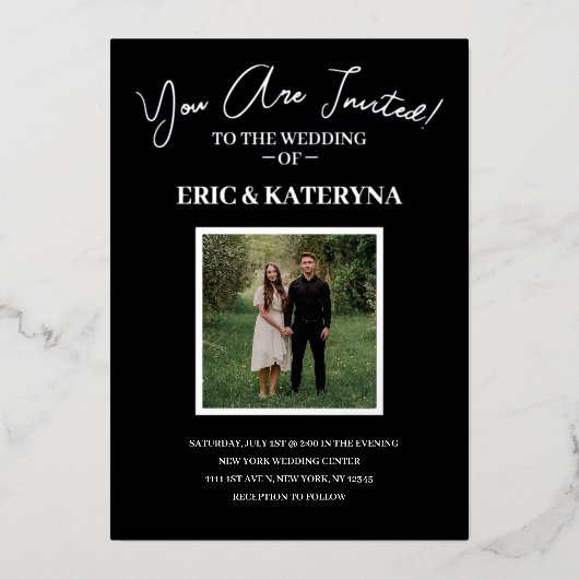 Einladungen für Hochzeiten in Foto | Silberfoliena (Vorderseite)