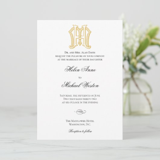 Einladungen für Hochzeiten in Monogramm oder MH Mo (Stehend Vorderseite)