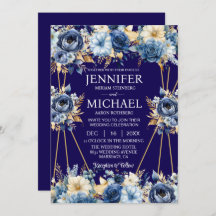 Einladungen für Hochzeiten in Navy Blue und Gold