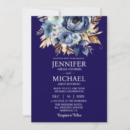 Einladungen für Hochzeiten in Navy Blue und Gold