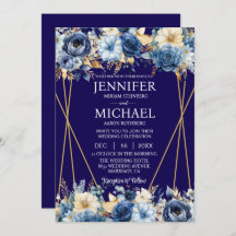 Einladungen für Hochzeiten in Navy Blue und Gold