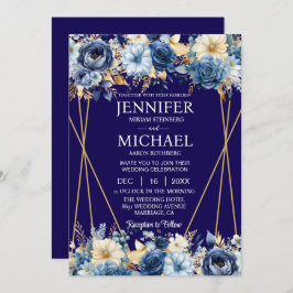 Einladungen für Hochzeiten in Navy Blue und Gold