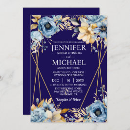 Einladungen für Hochzeiten in Navy Blue und Gold