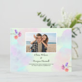 Einladungen für Hochzeiten in Rosa und Blau (Stehend Vorderseite)