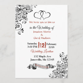 Einladungen für Hochzeiten in Rot, Schwarz und Wei