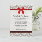 Einladungen für Hochzeiten in Schwarz und Rot (Stehend Vorderseite)